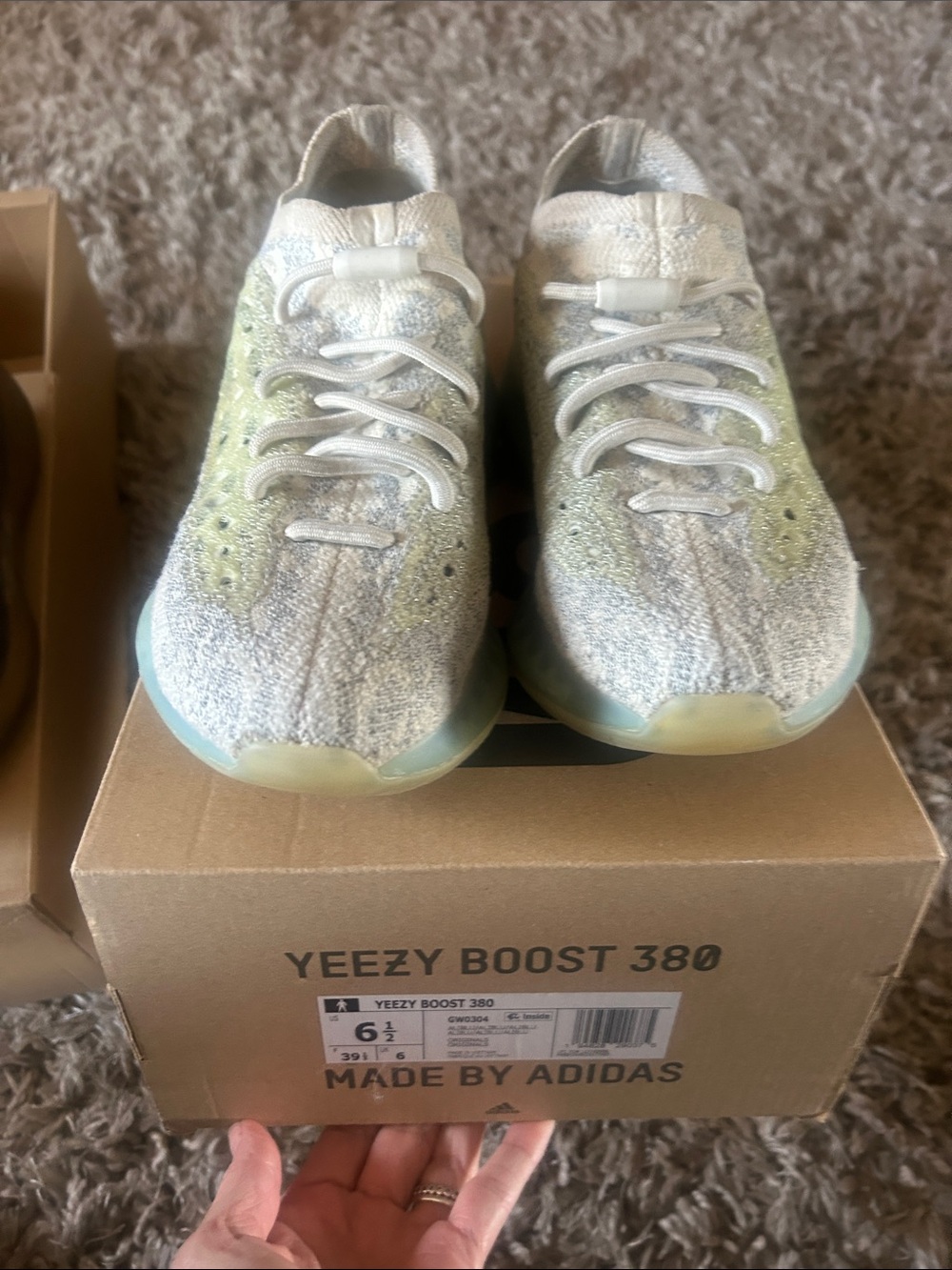 Yeezy Boost 380 Sneakers - Light Grey & Pale Green
